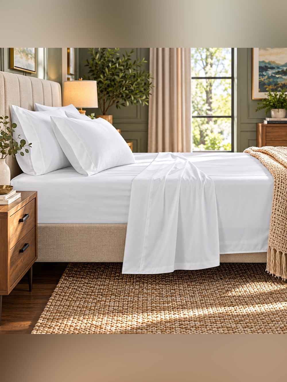 Hotel Signature Full 800 TC Cotton Sateen 6-Piece Sheet Set White